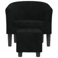Fauteuil cabriolet avec repose-pied noir velours