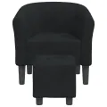 Fauteuil cabriolet avec repose-pied noir velours