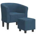 Fauteuil cabriolet avec repose-pied bleu foncé velours