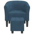 Fauteuil cabriolet avec repose-pied bleu foncé velours