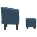 Fauteuil cabriolet avec repose-pied bleu foncé velours