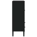Buffet SENJA aspect rotin noir 90x40x112cm bois massif de pin