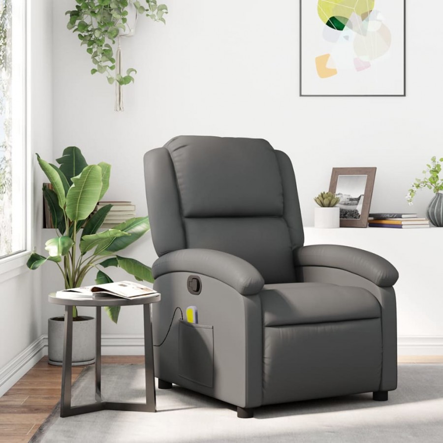 Fauteuil de massage inclinable Gris Similicuir