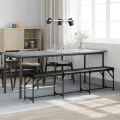 Banc à manger noir 186x32x45 cm acier et similicuir