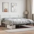 Cadre de lit métal avec tête de lit blanc 140x200 cm