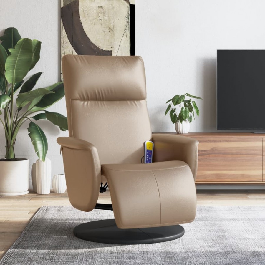 Fauteuil inclinable de massage repose-pieds cappuccino