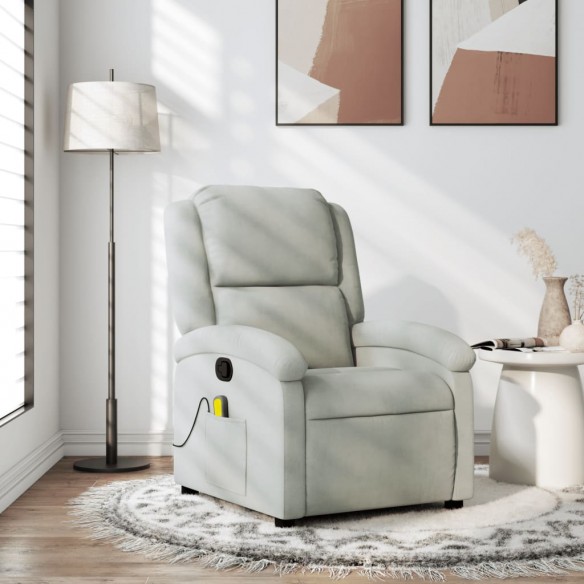 Fauteuil de massage inclinable gris clair velours