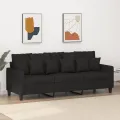 Canapé à 3 places Noir 180 cm Tissu