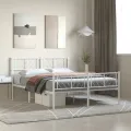 Cadre de lit métal avec tête de lit/pied de lit blanc 120x190cm