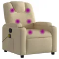 Fauteuil de massage inclinable Crème Tissu