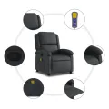 Fauteuil de massage inclinable noir cuir véritable