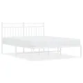 Cadre de lit métal avec tête de lit blanc 140x190 cm