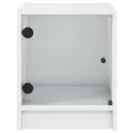 Tables de chevet avec portes en verre 2 pcs blanc 35x37x42 cm