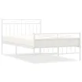 Cadre de lit métal avec tête de lit/pied de lit blanc 107x203cm