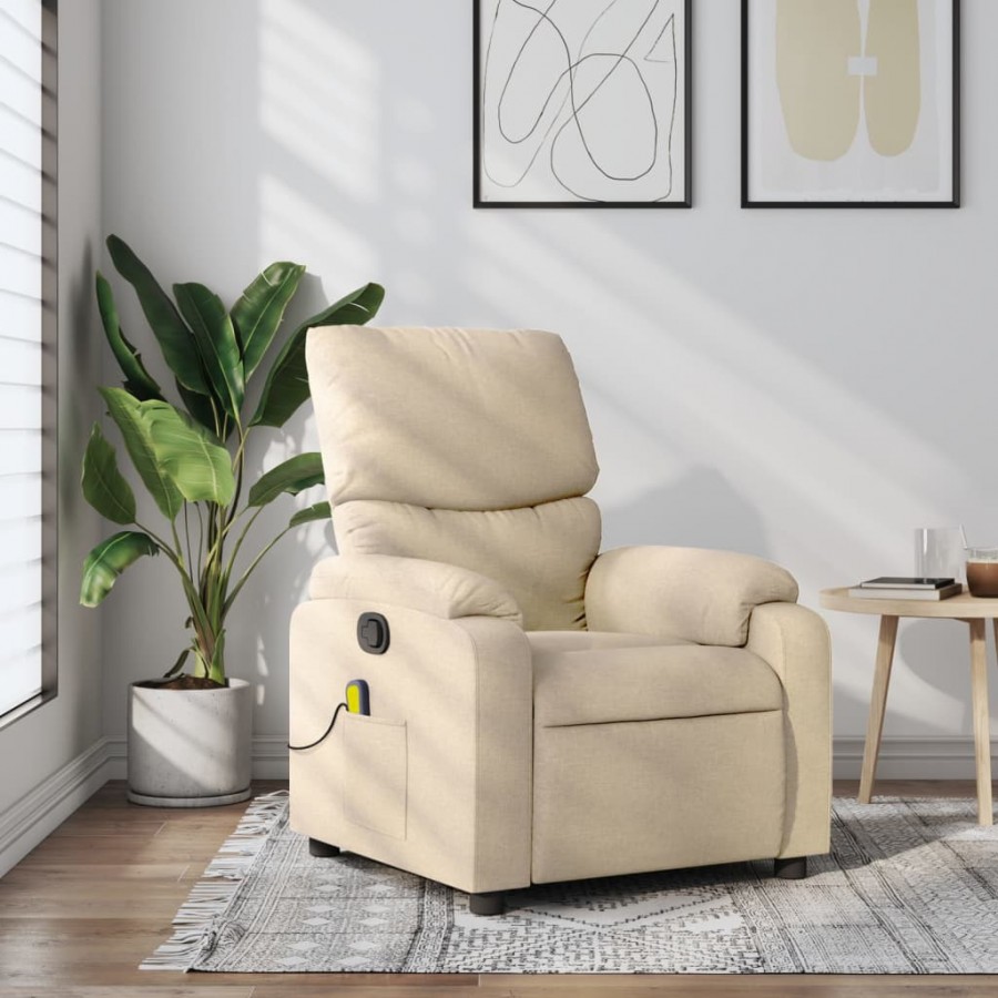 Fauteuil de massage inclinable Crème Tissu