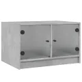 Table basse avec portes en verre gris béton 68x50x42 cm
