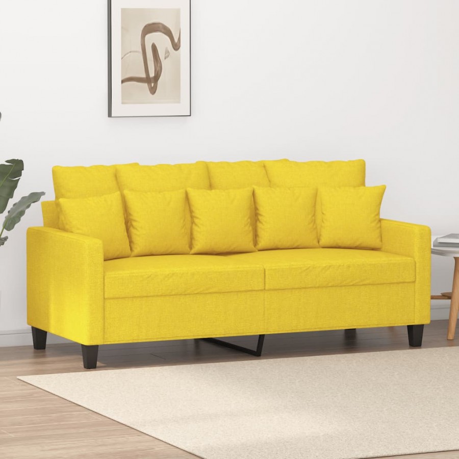 Canapé à 2 places Jaune clair 140 cm Tissu