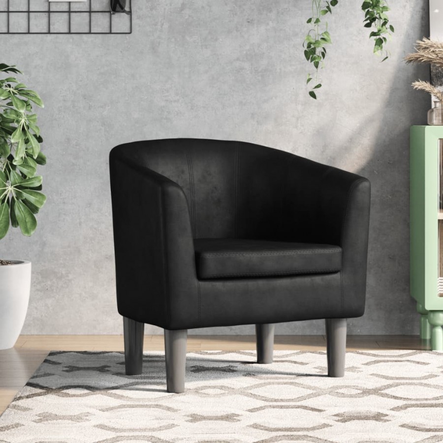 Fauteuil cabriolet noir similicuir