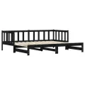 Lit de jour avec lit gigogne noir 90x200 cm bois de pin massif