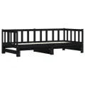 Lit de jour avec lit gigogne noir 90x200 cm bois de pin massif