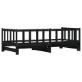 Lit de jour avec lit gigogne noir 90x200 cm bois de pin massif