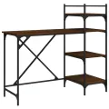 Bureau d'ordinateur avec étagères chêne marron 120x47x109 cm
