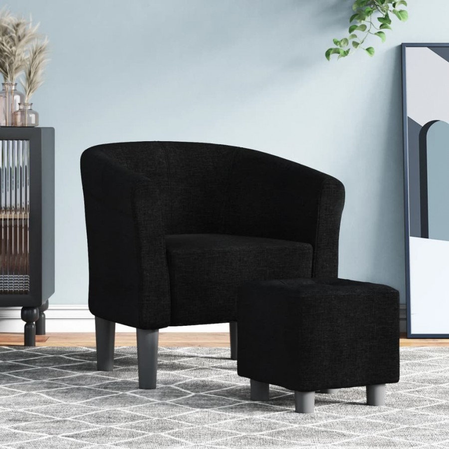 Fauteuil cabriolet avec repose-pied noir tissu