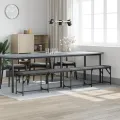 Banc à manger gris foncé 248x32x45 cm acier et tissu
