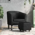 Fauteuil cabriolet avec repose-pied noir similicuir