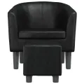Fauteuil cabriolet avec repose-pied noir similicuir