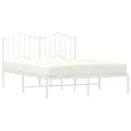 Cadre de lit métal avec tête de lit blanc 140x190 cm