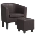 Fauteuil cabriolet avec repose-pied marron similicuir