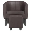 Fauteuil cabriolet avec repose-pied marron similicuir