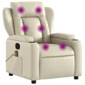 Fauteuil inclinable de massage Crème Similicuir