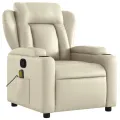 Fauteuil inclinable de massage Crème Similicuir