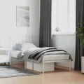 Cadre de lit métal avec tête de lit blanc 90x200 cm
