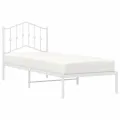 Cadre de lit métal avec tête de lit blanc 90x200 cm