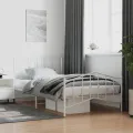 Cadre de lit métal avec tête de lit/pied de lit blanc 107x203cm