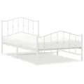 Cadre de lit métal avec tête de lit/pied de lit blanc 107x203cm