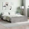 Cadre de lit tête de lit et pied de lit sonoma gris 140x190 cm