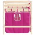 Lit mezzanine enfants et rideaux rose 90x200cm bois pin massif