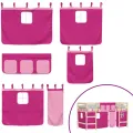 Lit mezzanine enfants et rideaux rose 90x200cm bois pin massif