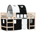 Lit mezzanine enfants et tunnel blanc/noir 90x200 cm pin massif