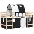 Lit mezzanine enfants et tunnel blanc/noir 90x200 cm pin massif