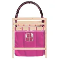 Lit mezzanine enfants avec tunnel rose 90x200cm bois pin massif