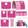 Lit mezzanine enfants avec tunnel rose 80x200cm bois pin massif