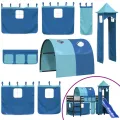 Lit mezzanine enfants avec tour bleu 90x190 cm bois pin massif