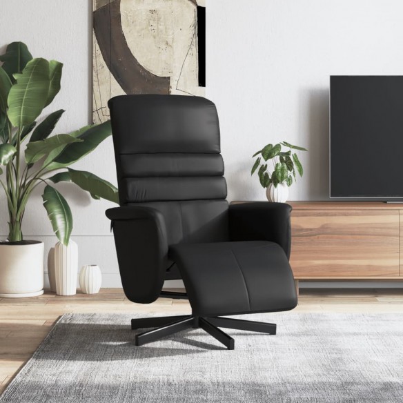 Fauteuil inclinable avec repose-pieds noir similicuir