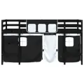 Lit mezzanine enfants et rideaux blanc/noir 90x200cm pin massif