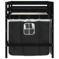 Lit mezzanine enfants et rideaux blanc/noir 90x200cm pin massif